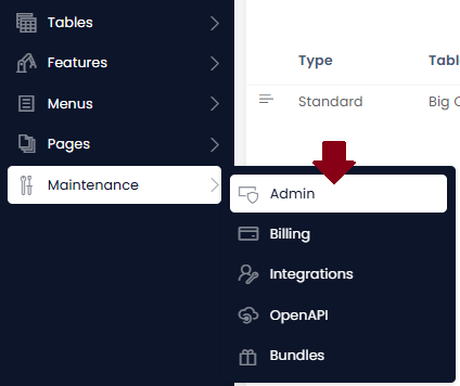 Navigating to admin page