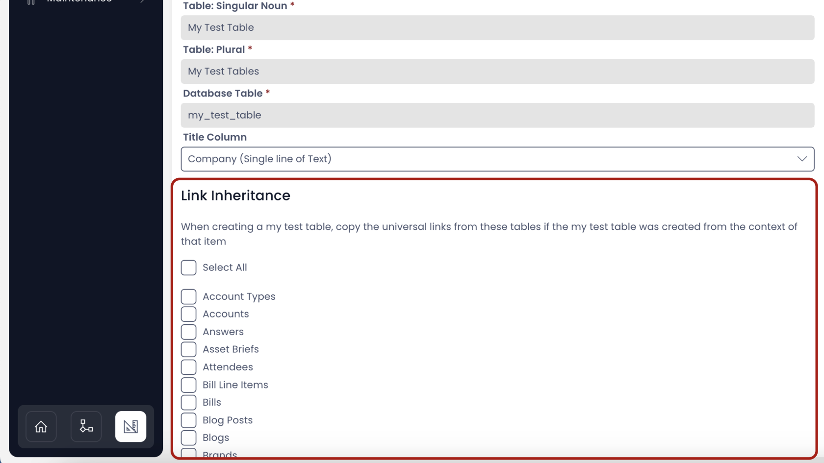 Link Inheritance Options