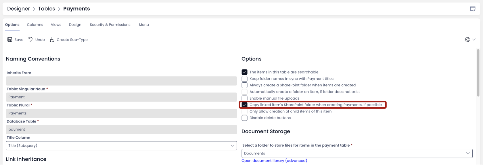 Now Check This Option For The Subject Table