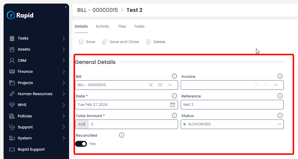 Edit the relevant payment details